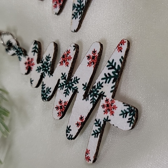 Holiday Tree Leather Drop Earrings - Picture 3 of 4